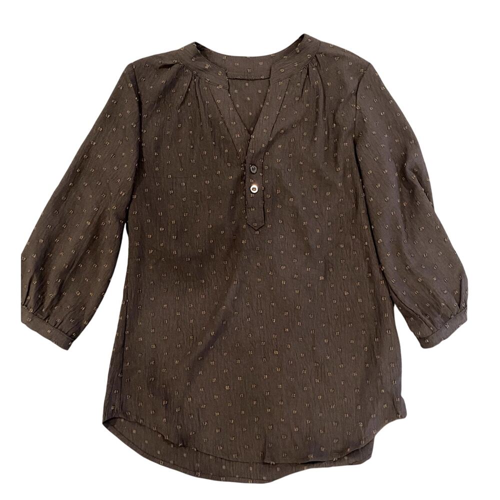 NWT Black Lomon Peasant Blouse with V-Neck Size S